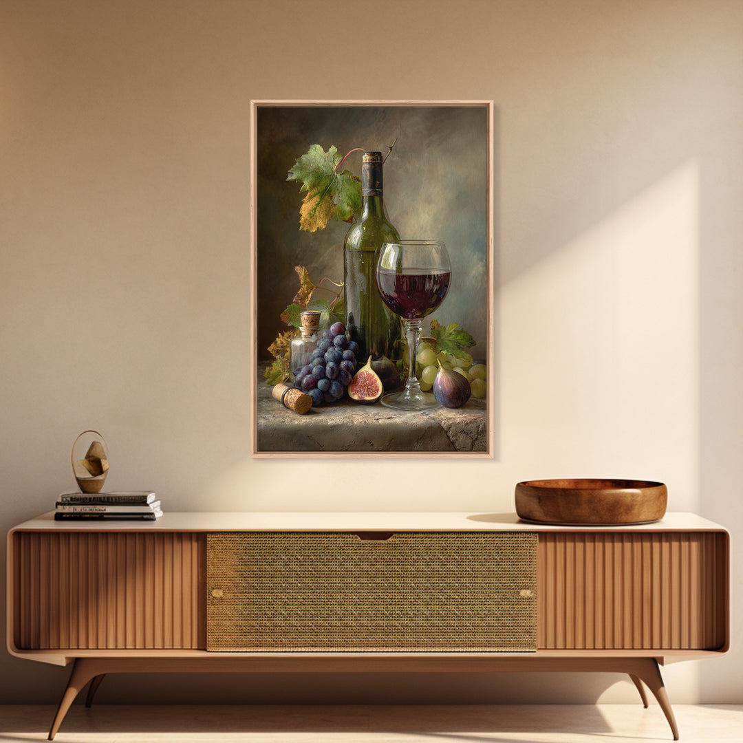 Wine Bottle and Glass Still Life Canvas Print, Winery Art, Artwork, Winery Decor, Vineyard, Bar Decor, Gallery Wall Art, WIN-2x3-58