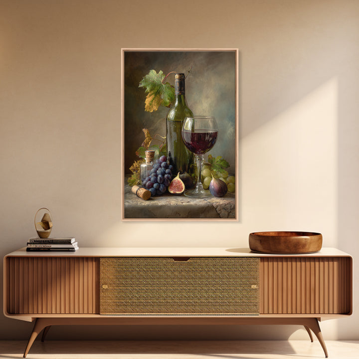Wine Bottle and Glass Still Life Canvas Print, Winery Art, Artwork, Winery Decor, Vineyard, Bar Decor, Gallery Wall Art, WIN-2x3-58