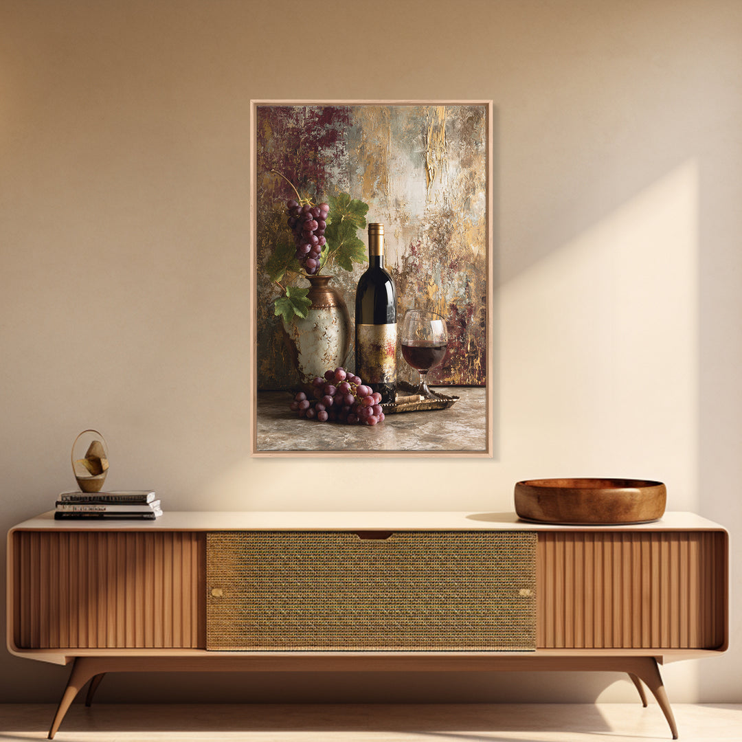 Burgundy Abstract with Gold Accents Canvas Print, Winery Art, Fine Art Print, Winery Decor, Abstract Art, Vineyard, Wall Decor, WIN-2x3-7