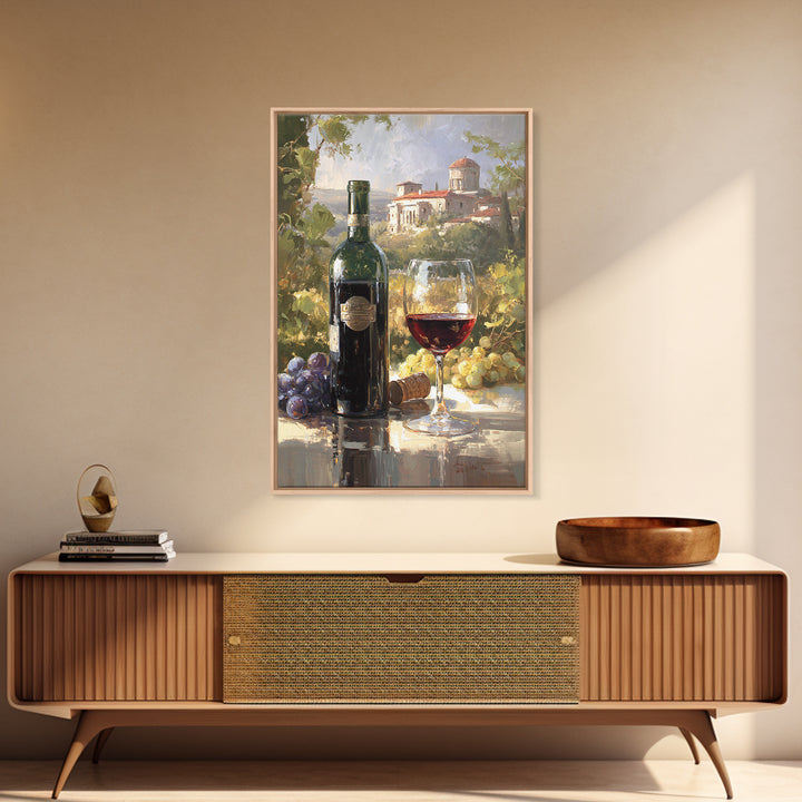 Italian Villa Vineyard Landscape Framed Canvas Print, Winery Art, Matisse Print, Winery Decor, Watercolor Art, Vineyard, WIN-2x3-76