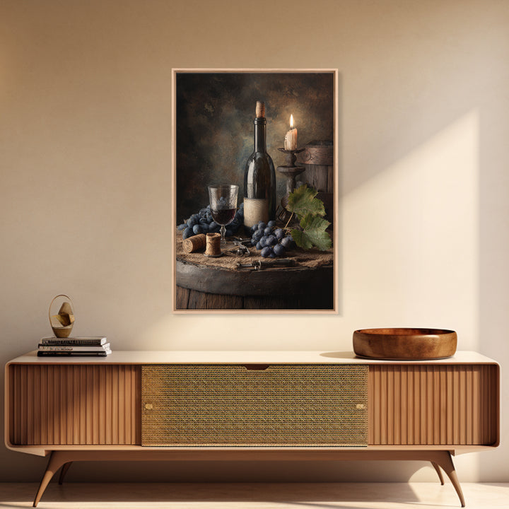 Corkscrew and Corks on Rustic Wood Framed Canvas Print, Winery Art, Modern Decor, Winery Decor, Fine Art, Vineyard, Wall Decor, WIN-2x3-84