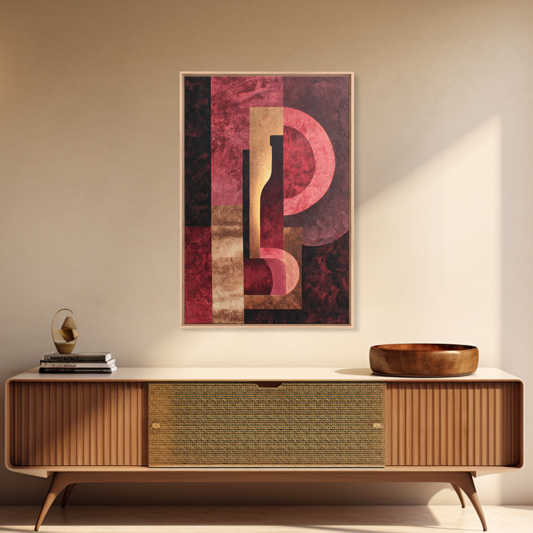 Red Wine Swirl Abstract Framed Canvas Print, Winery Art, Bar Art, Winery Decor, Fine Art, Vineyard, Textured Painting, WIN-2x3-87