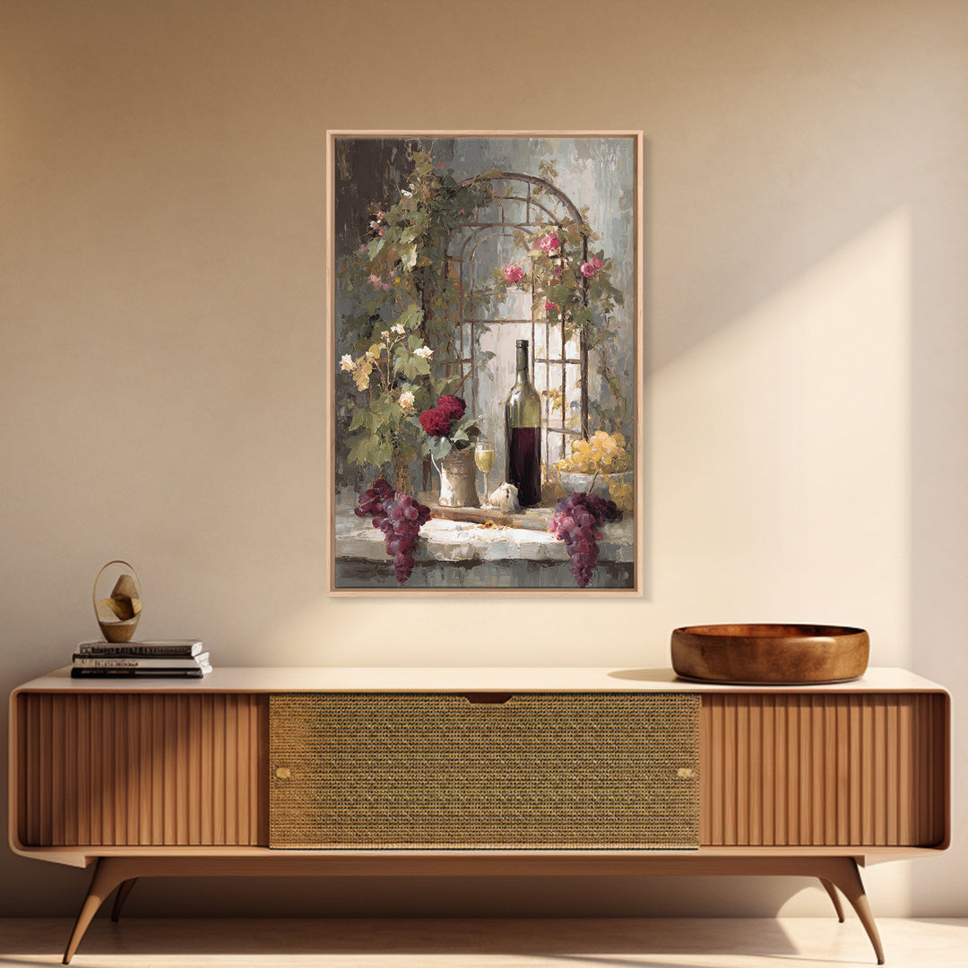 Vineyard Gate with Climbing Roses Canvas Print, Winery Art, Travel Poster, Winery Decor, Oil Painting, Vineyard, WIN-2x3-95
