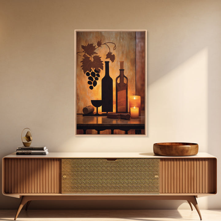 Black and Gold Wine Bottle Silhouette Canvas Print, Winery Art, Wall Art Print, Winery Decor, Fine Art, Vineyard, Gallery Decor, WIN-2x3-96
