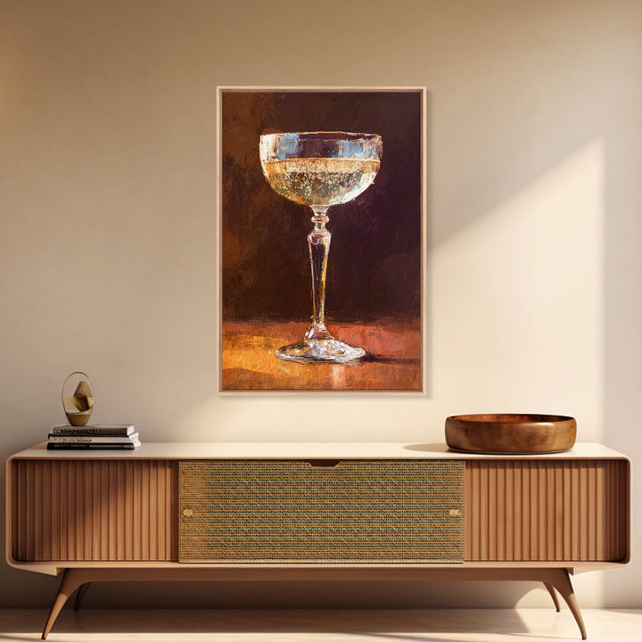 Champagne Coupe with Bubbles and Light Canvas Print, Winery Art, Gallery Wall Art, Winery Decor, Vineyard, Luxury Decor, WIN-2x3-99