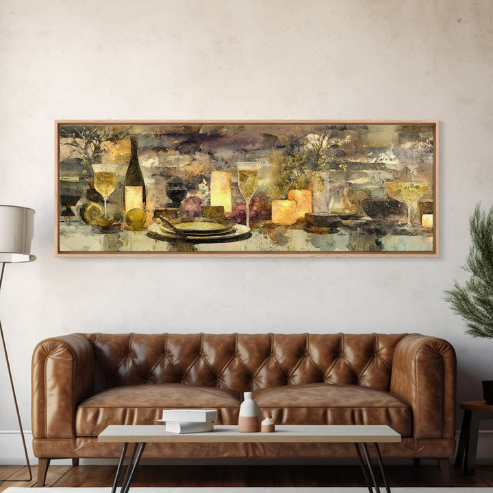 Champagne Coupe with Bubbles and Light Canvas Print, Winery Art, Cocktail Wall Art, Winery Decor, Watercolor Art, Vineyard, WIN-3x1-11