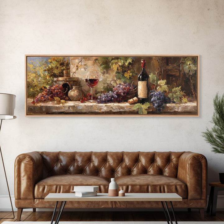 Italian Villa Vineyard Landscape Framed Canvas Print, Winery Art, Matisse Print, Winery Decor, Watercolor Art, Vineyard, WIN-3x1-12