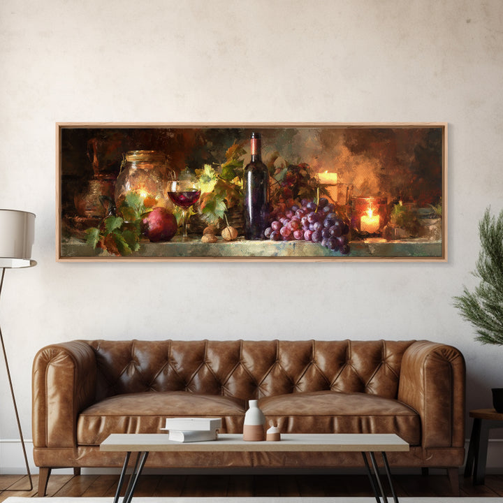 Wine Harvest Basket Canvas Print, Winery Art, Modern Decor, Winery Decor, Fine Art, Vineyard, Wall Decor, Painting, Art Print, WIN-3x1-14