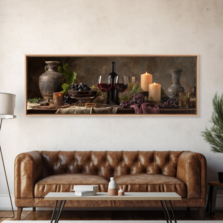 Wine Tasting Flight Rendered as Elegant Still Framed Canvas Print, Winery Art, Wall Hanging, Winery Decor, Fine Art, Vineyard, WIN-3x1-2