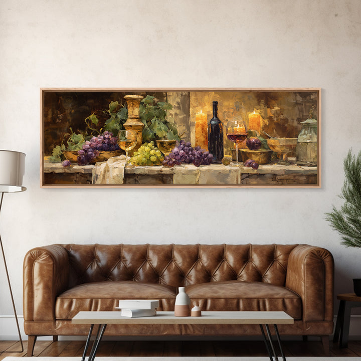 Champagne Grapes and White Linen Still Life Canvas Print, Winery Art, Matisse Print, Winery Decor, Abstract Art, Vineyard, WIN-3x1-21