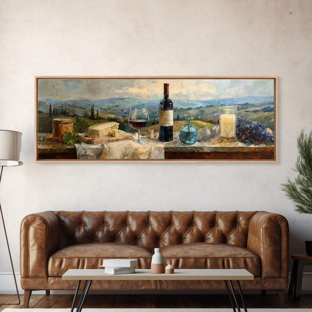 French Vineyard Hills Canvas Print, Winery Art, Living Room Art, Winery Decor, Fine Art, Vineyard, Minimalist Decor, WIN-3x1-24