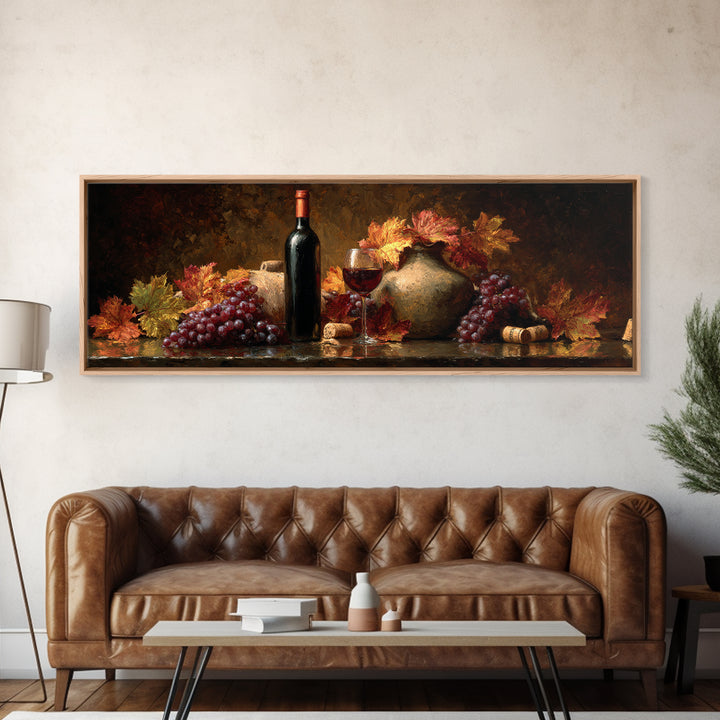 Vine Leaves Turning Autumn Red and Gold Canvas Print, Winery Art, Fine Art Print, Winery Decor, Fine Art, Vineyard, Wall Decor, WIN-3x1-3