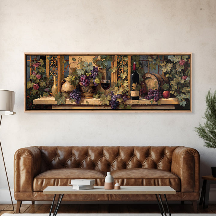 Vineyard Gate with Climbing Roses Canvas Print, Winery Art, Winery Decor, Abstract Art, Vineyard, Wall Hanging, WIN-3x1-31