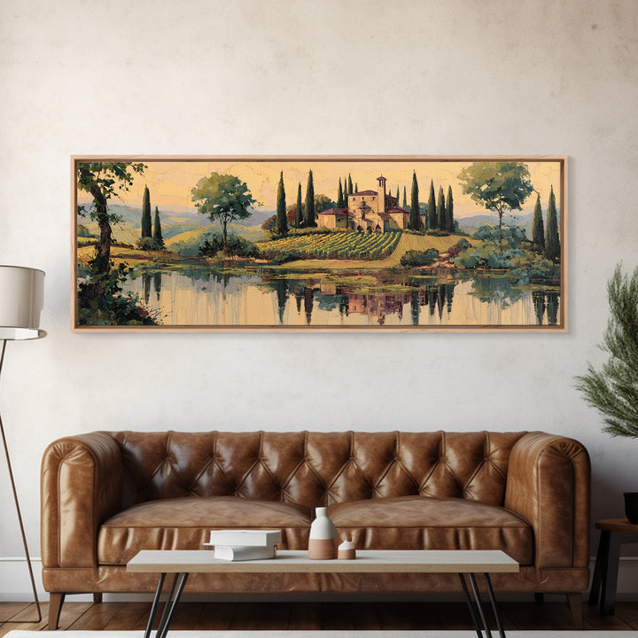 Italian Villa Vineyard Landscape Canvas Print, Winery Art, Gallery Decor, Winery Decor, Fine Art, Vineyard, Wall Art, WIN-3x1-36