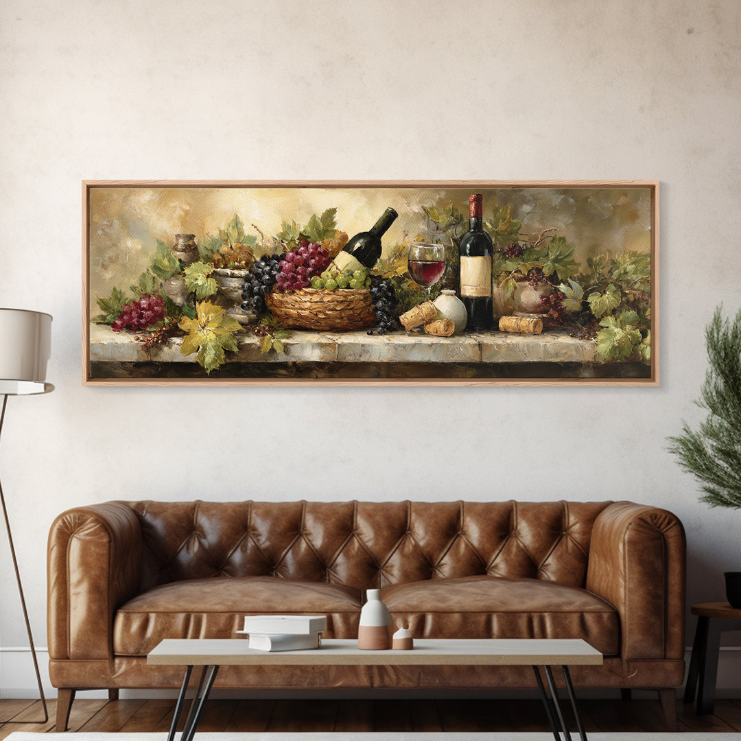 Wine Harvest Basket Canvas Print, Winery Art, Kitchen Wall Art, Winery Decor, Fine Art, Vineyard, Matisse Print, Landscape Art, WIN-3x1-38
