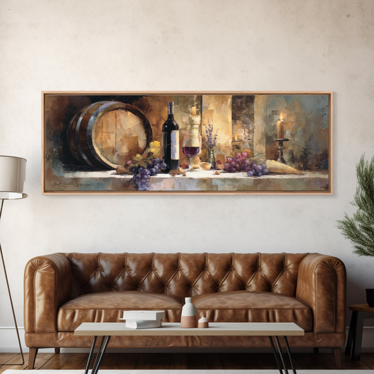 Wine Barrel with Lavender and Sunlight Canvas Print, Winery Art, Retro Wall Art, Winery Decor, Fine Art, Vineyard, Modern Decor, WIN-3x1-46