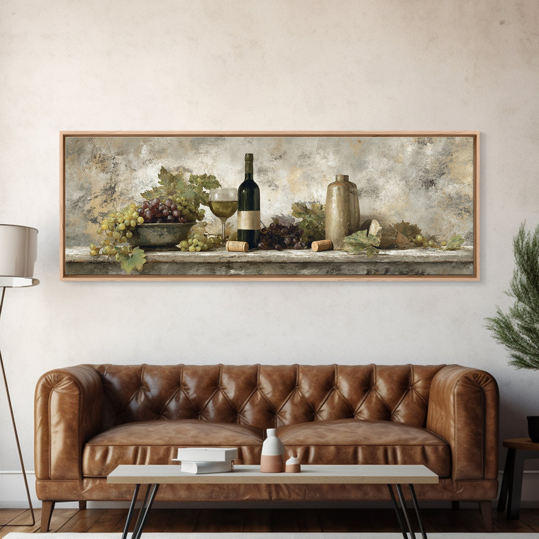 French Vineyard Hills Canvas Print, Winery Art, Textured Painting, Winery Decor, Fine Art, Vineyard, Oil Painting, Wall Hanging, WIN-3x1-48