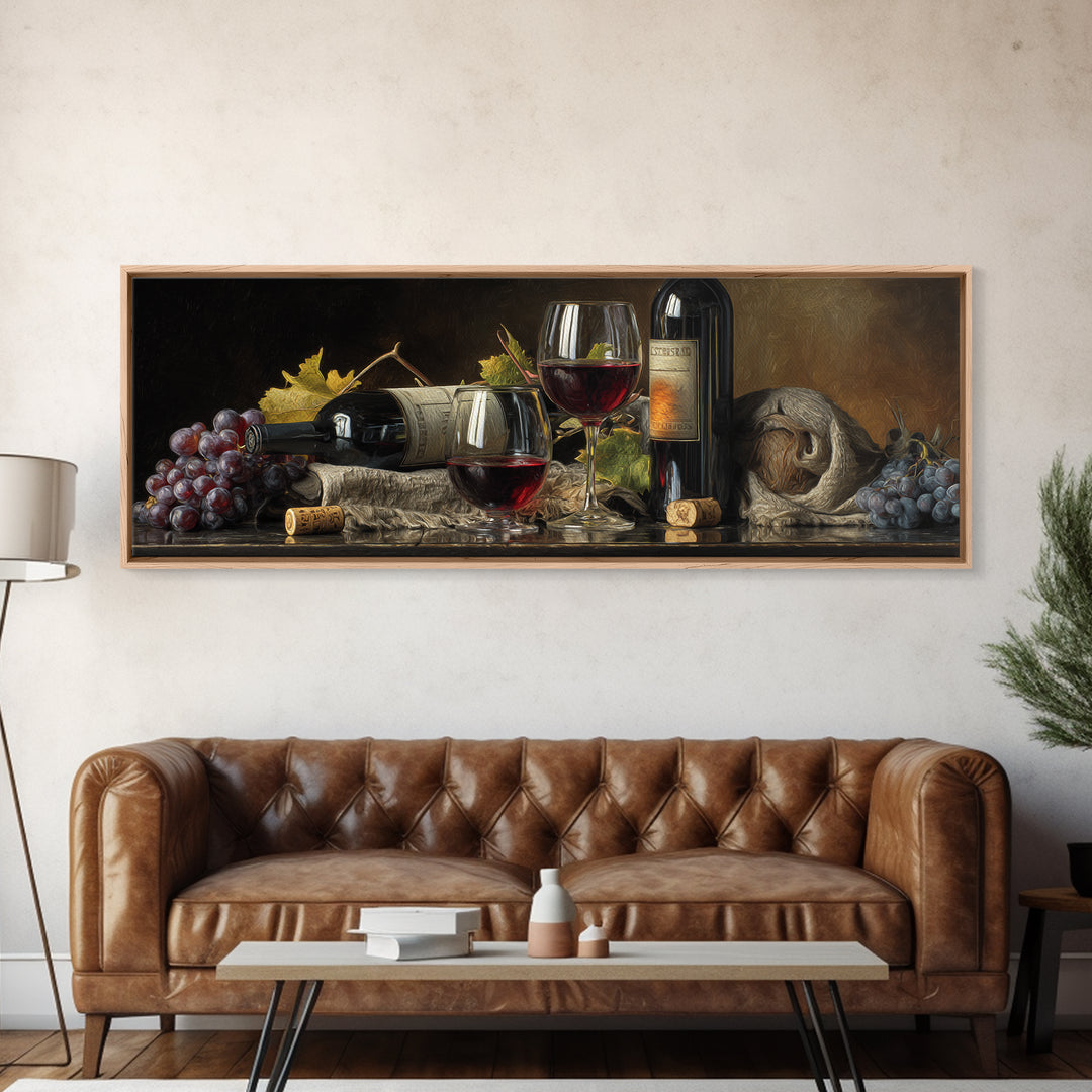 Wine Tasting Flight Rendered as Elegant Still Canvas Print, Winery Art, Kitchen Art, Winery Decor, Watercolor Art, Vineyard, WIN-3x1-50