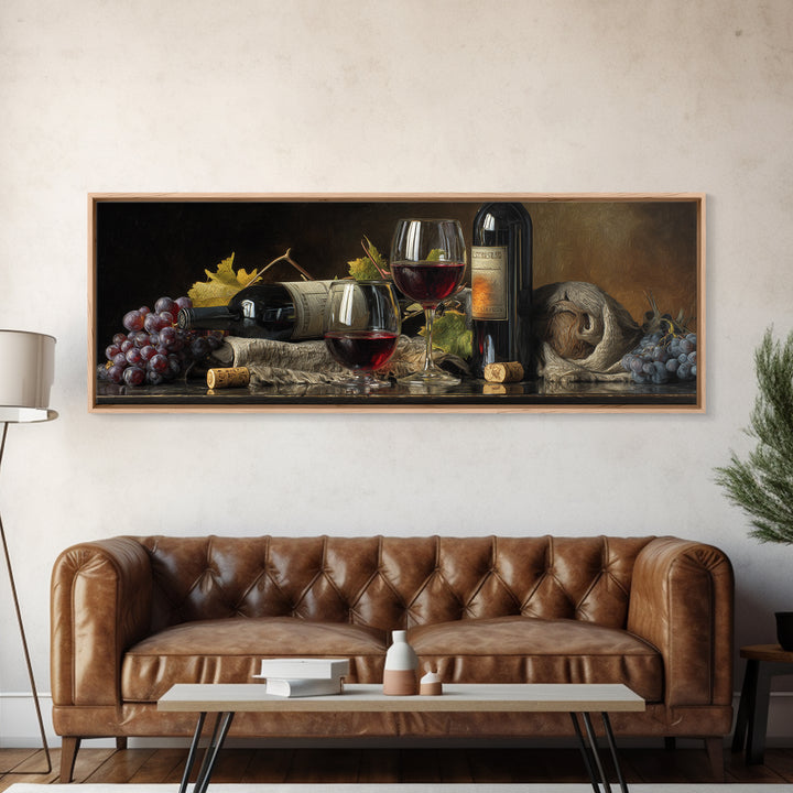 Wine Tasting Flight Rendered as Elegant Still Canvas Print, Winery Art, Kitchen Art, Winery Decor, Watercolor Art, Vineyard, WIN-3x1-50