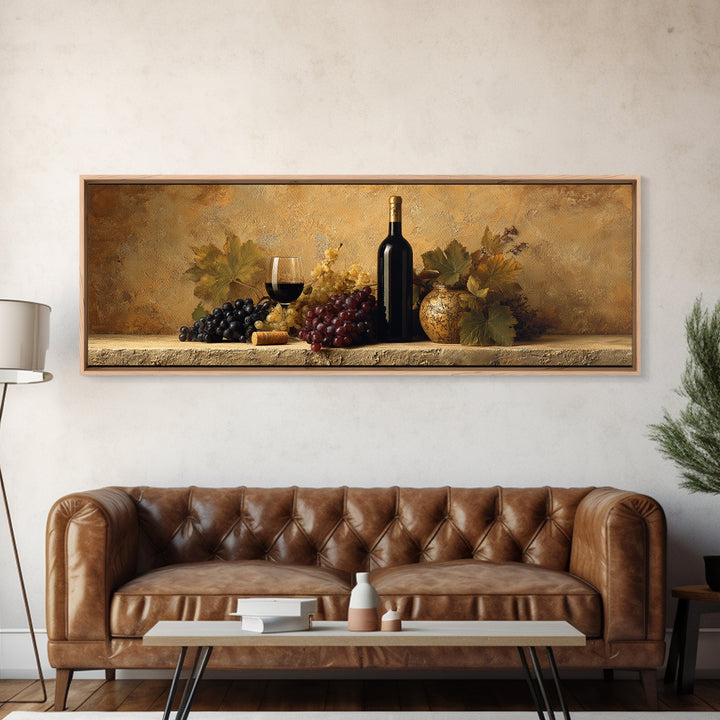 Black and Gold Wine Bottle Silhouette Framed Canvas Print, Winery Art, Minimalist Decor, Winery Decor, Fine Art, Vineyard, WIN-3x1-56
