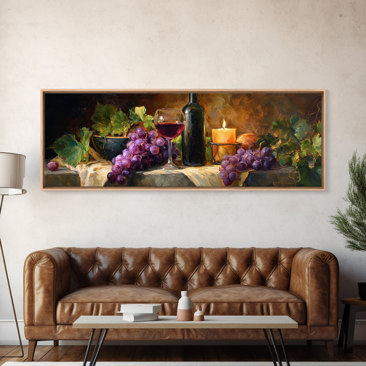 Single Grape Cluster Botanical Study Canvas Print, Winery Art, Travel Poster, Winery Decor, Watercolor Art, Vineyard, WIN-3x1-61
