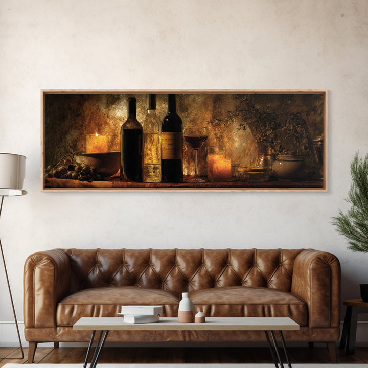 Black and Gold Wine Bottle Silhouette Canvas Print, Winery Art, Painting, Winery Decor, Fine Art, Vineyard, Living Room Decor, WIN-3x1-80