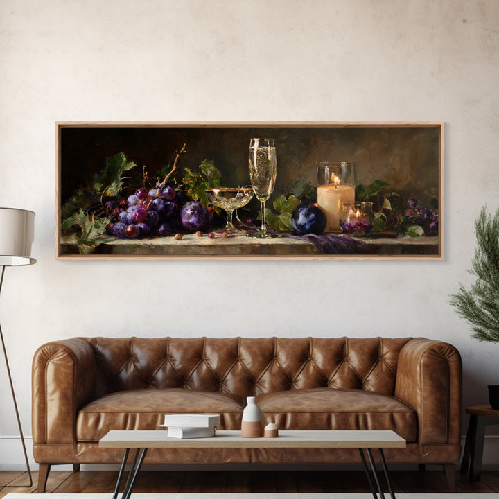 Champagne Coupe with Bubbles and Light Canvas Print, Winery Art, Wall Hanging, Winery Decor, Vineyard, Preppy Wall Art, WIN-3x1-83