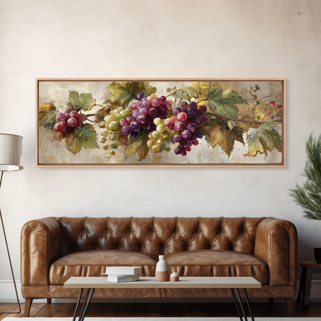 Single Grape Cluster Botanical Study Canvas Print, Winery Art, Travel Poster, Winery Decor, Watercolor Art, Vineyard, WIN-3x1-85