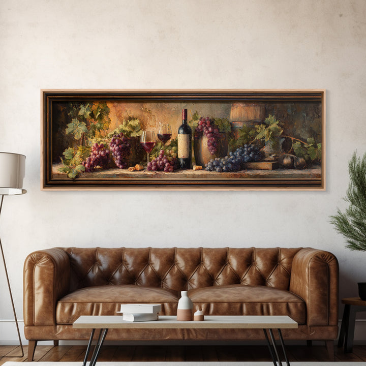 Tuscan Vineyard at Golden Hour Canvas Print, Winery Art, Print, Winery Decor, Vineyard, Wall Art Print, Watercolor Painting, WIN-3x1-91