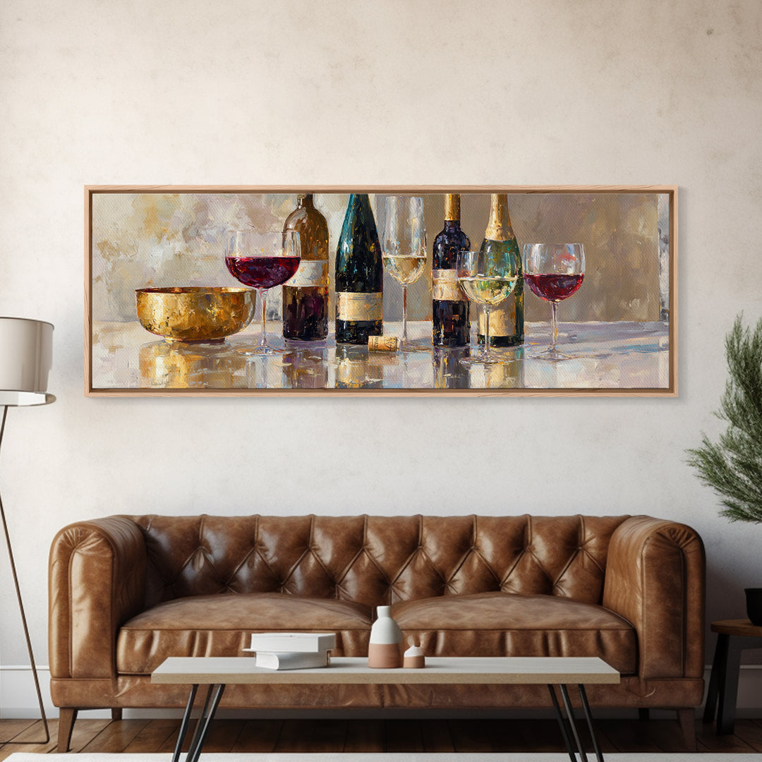 Wine Tasting Flight Rendered as Elegant Still Canvas Print, Winery Art, Bar Art, Winery Decor, Fine Art, Vineyard, WIN-3x1-98