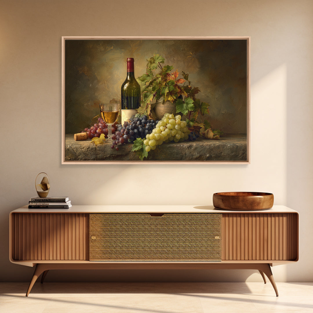 Wine Tasting Flight Rendered as Elegant Still Framed Canvas Print, Winery Art, Kitchen Wall Art, Winery Decor, Vineyard, WIN-3x2-14