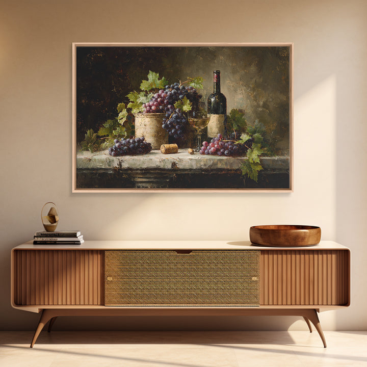 Single Grape Cluster Botanical Study Framed Canvas Print, Winery Art, Landscape Art, Winery Decor, Fine Art, Vineyard, WIN-3x2-25