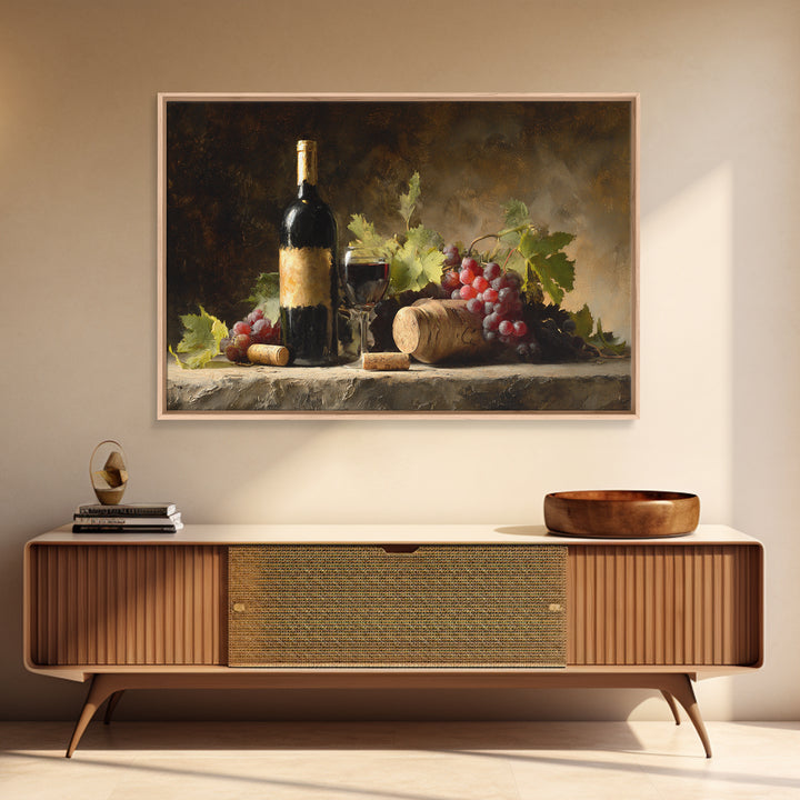 Black and Gold Wine Bottle Silhouette Canvas Print, Winery Art, Cocktail Wall Art, Winery Decor, Watercolor Art, Vineyard, WIN-3x2-44