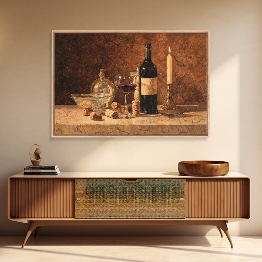 Corks Arranged as Geometric Pattern Framed Canvas Print, Winery Art, Retro Wall Art, Winery Decor, Abstract Art, Vineyard, WIN-3x2-46