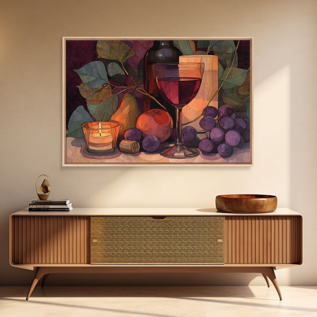 Red Wine Swirl Abstract Framed Canvas Print, Winery Art, Art Print, Winery Decor, Fine Art, Vineyard, Watercolor Painting, WIN-3x2-59