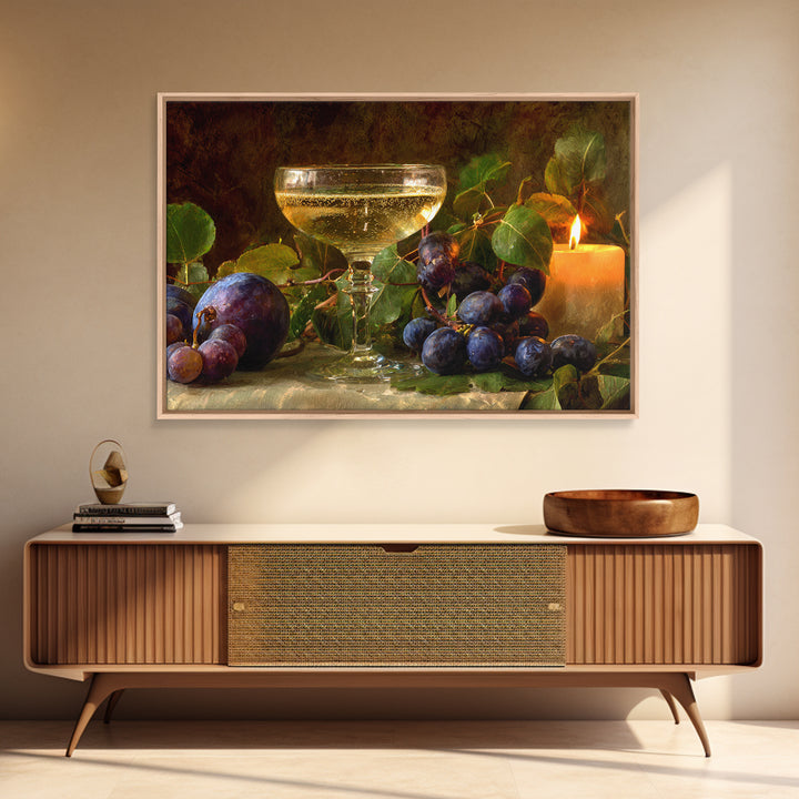 Champagne Coupe with Bubbles and Light Framed Canvas Print, Winery Art, Cocktail Wall Art, Winery Decor, Watercolor Art, WIN-3x2-71