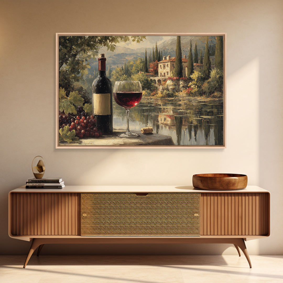 Italian Villa Vineyard Landscape Canvas Print, Winery Art, Contemporary Art, Winery Decor, Fine Art, Vineyard, Kitchen Decor, WIN-3x2-72
