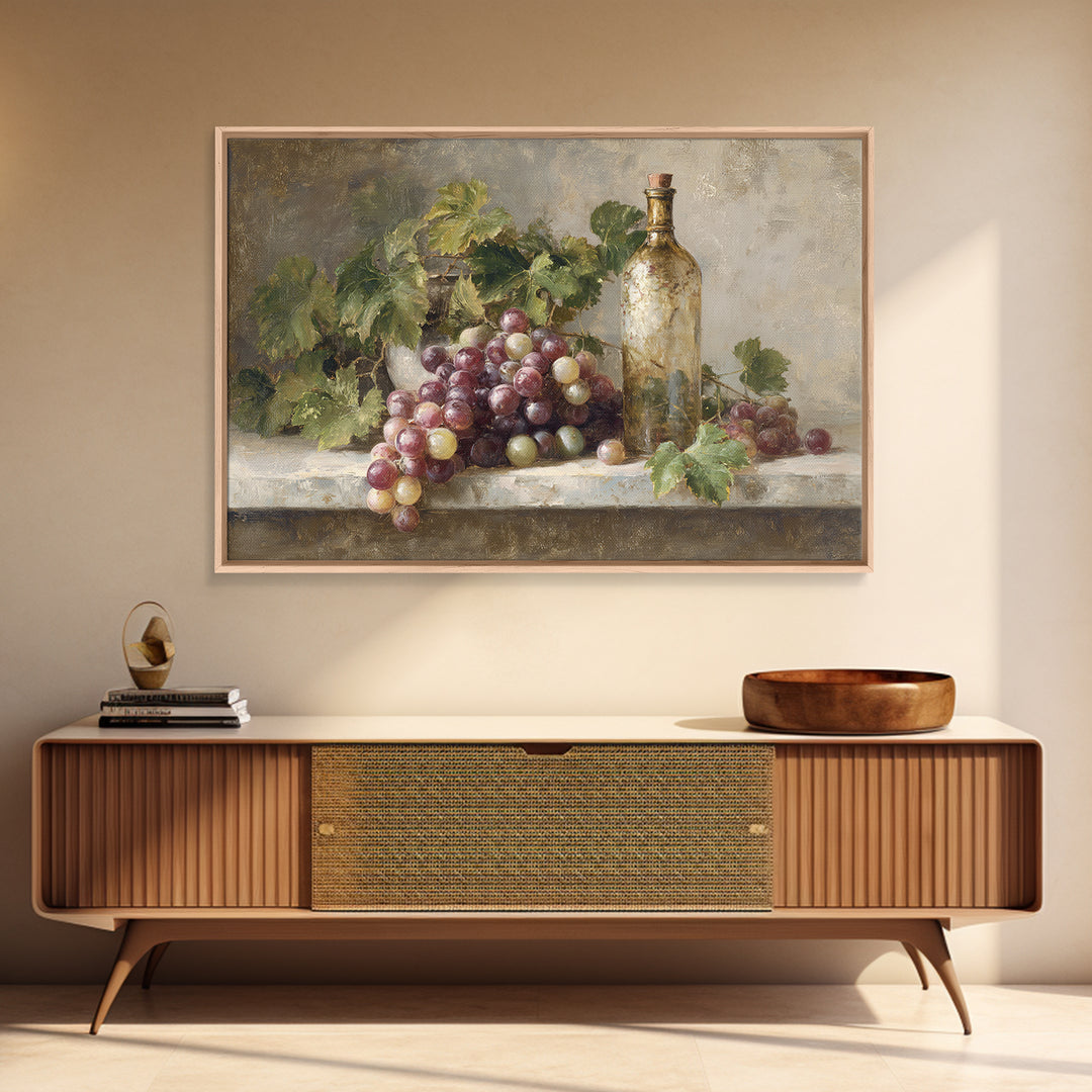 Single Grape Cluster Botanical Study Canvas Print, Winery Art, Neutral Decor, Winery Decor, Oil Painting, Vineyard, Home Decor, WIN-3x2-73