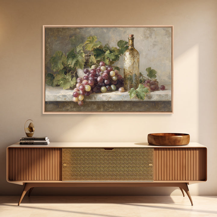 Single Grape Cluster Botanical Study Canvas Print, Winery Art, Neutral Decor, Winery Decor, Oil Painting, Vineyard, Home Decor, WIN-3x2-73