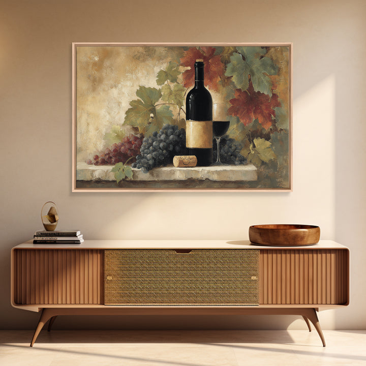 Black and Gold Wine Bottle Silhouette Framed Canvas Print, Winery Art, Painting, Winery Decor, Vineyard, Living Room Decor, WIN-3x2-92