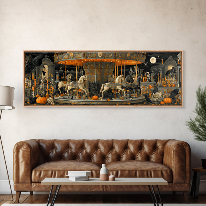 The Graveyard Carousel - Occult Still Life, Gothic Home Decor, Extra Wide Wall Art, Canvas Print, Halloween Home Decor, Gothic Wall Art