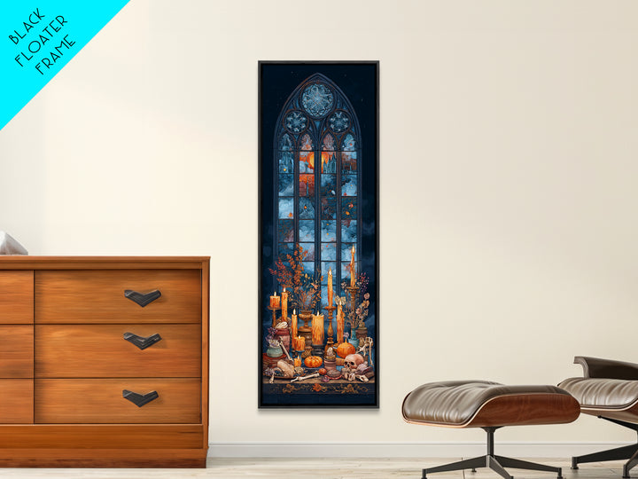The Spiderweb Cathedral Window - Occult Still Life, Occult Wall Decor, Tall Narrow Wall Art, Canvas Print, Halloween Home Decor