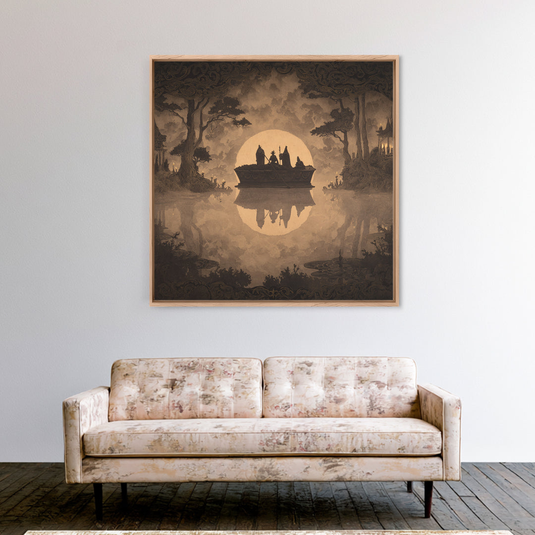 The Floating Coffin Garden - Icon Portrait, Gothic Home Decor, Square Wall Art, Canvas Print, Halloween Home Decor, Gothic Wall Art