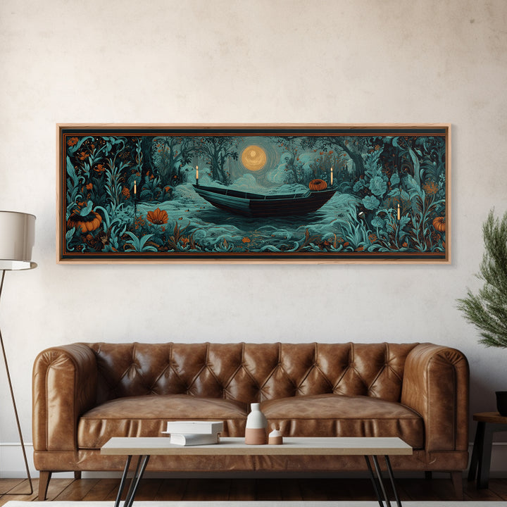 The Floating Coffin Garden - Icon Portrait, Gothic Home Decor, Extra Wide Wall Art, Canvas Print, Halloween Home Decor, Gothic Wall Art