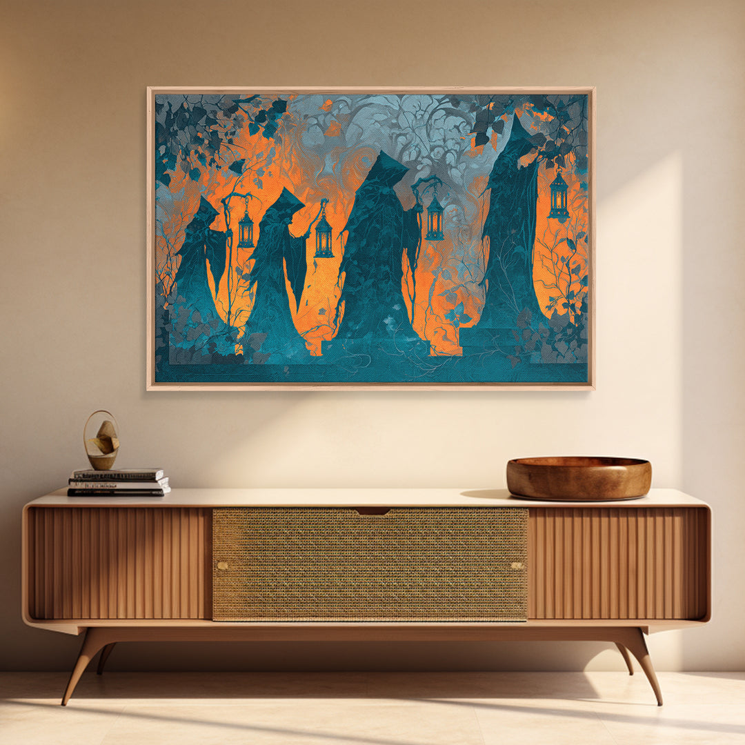 The Autumn Reaper Parade - Icon Portrait, Occult Wall Decor, Landscape Wall Art, Canvas Print, Halloween Home Decor, Gothic Wall Art