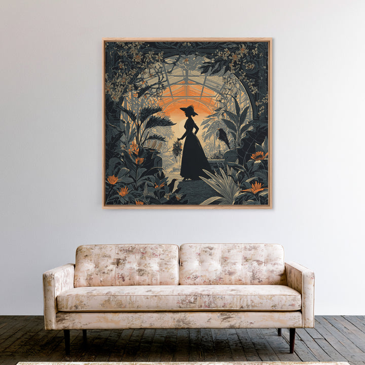 The Witch Queen Greenhouse - Icon Portrait, Halloween Wall Art, Square Wall Art, Framed Canvas Print, Halloween Home Decor, Gothic Wall Art