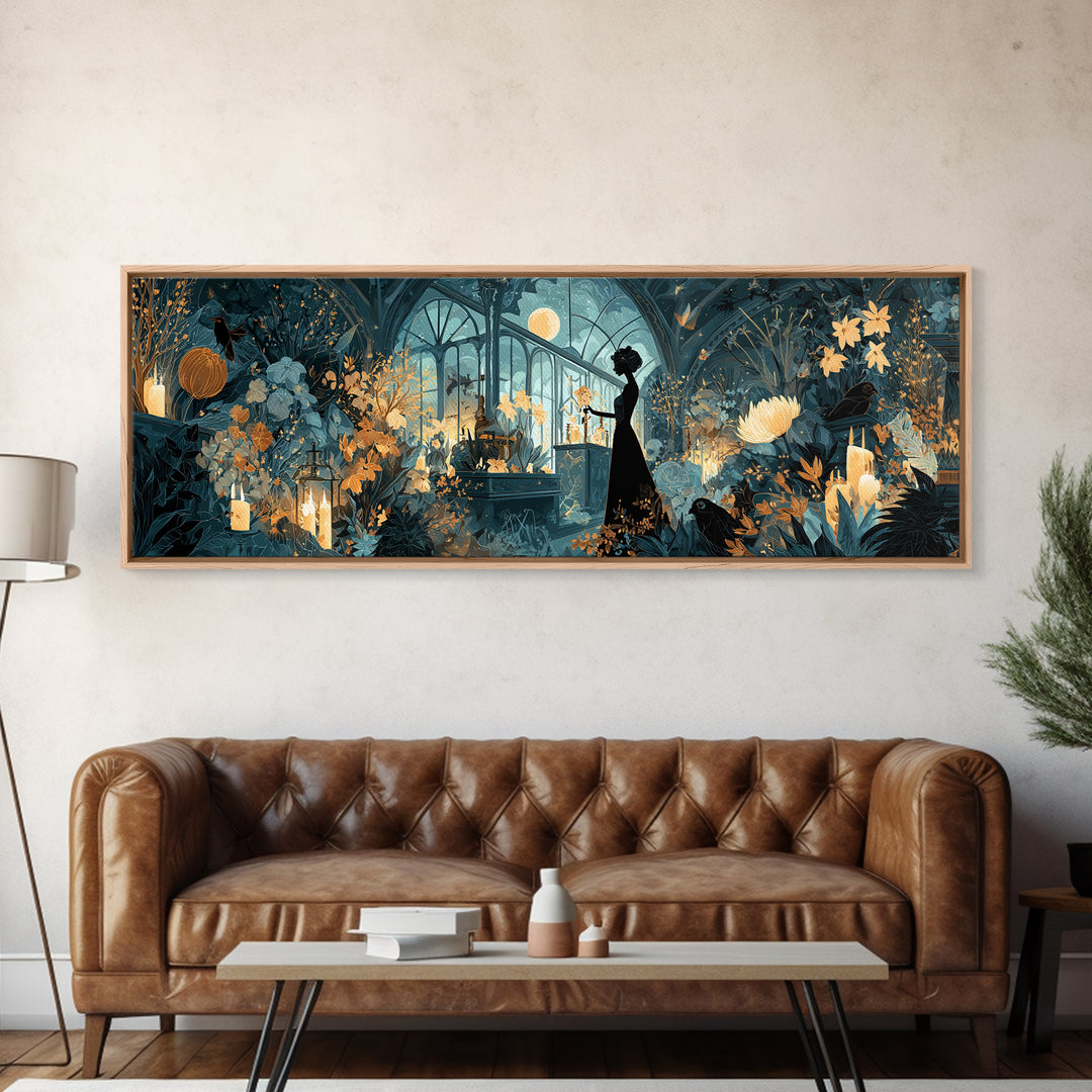 The Witch Queen Greenhouse - Icon Portrait, Gothic Home Decor, Extra Wide Wall Art, Canvas Print, Halloween Home Decor, Gothic Wall Art