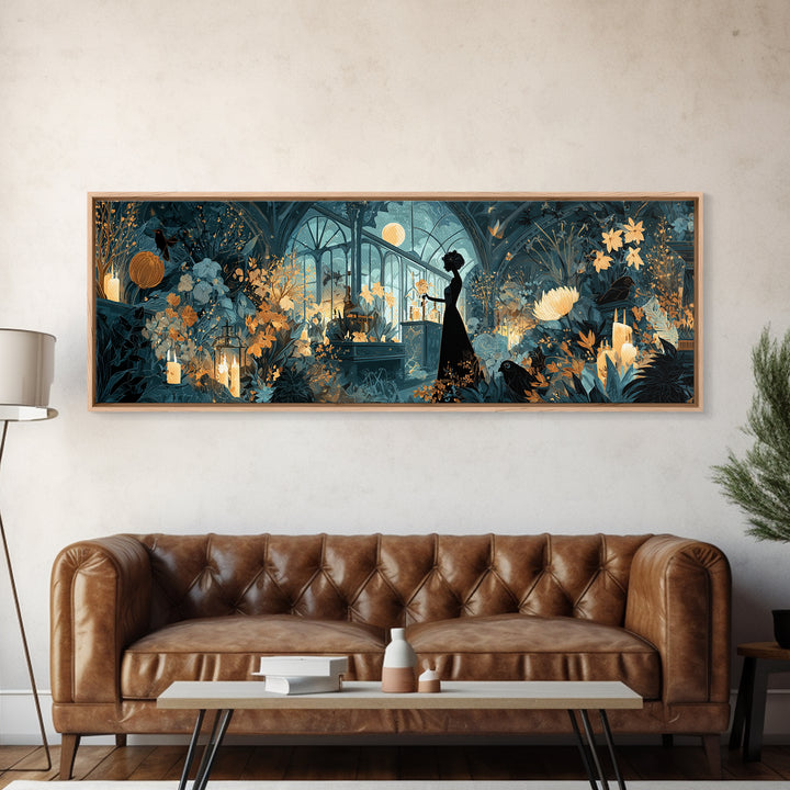 The Witch Queen Greenhouse - Icon Portrait, Gothic Home Decor, Extra Wide Wall Art, Canvas Print, Halloween Home Decor, Gothic Wall Art