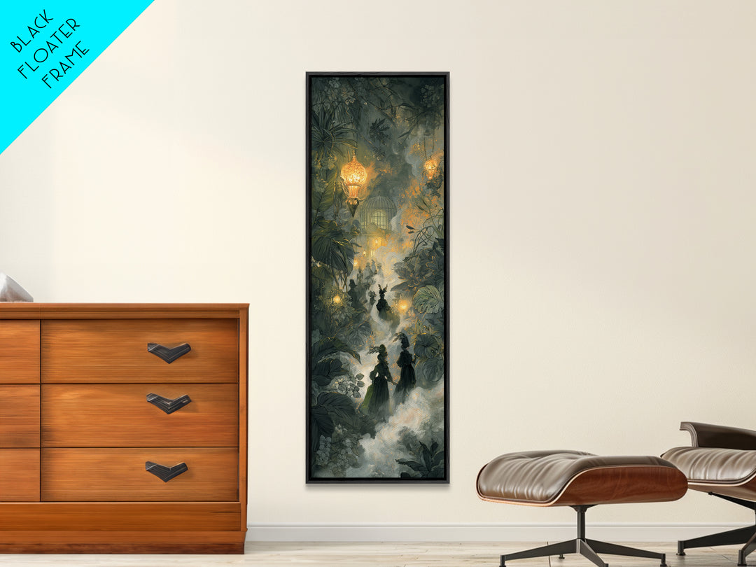 The Witch Queen Greenhouse - Procession Scene, Occult Wall Decor, Tall Narrow Wall Art, Canvas Print, Halloween Home Decor, Gothic Wall Art