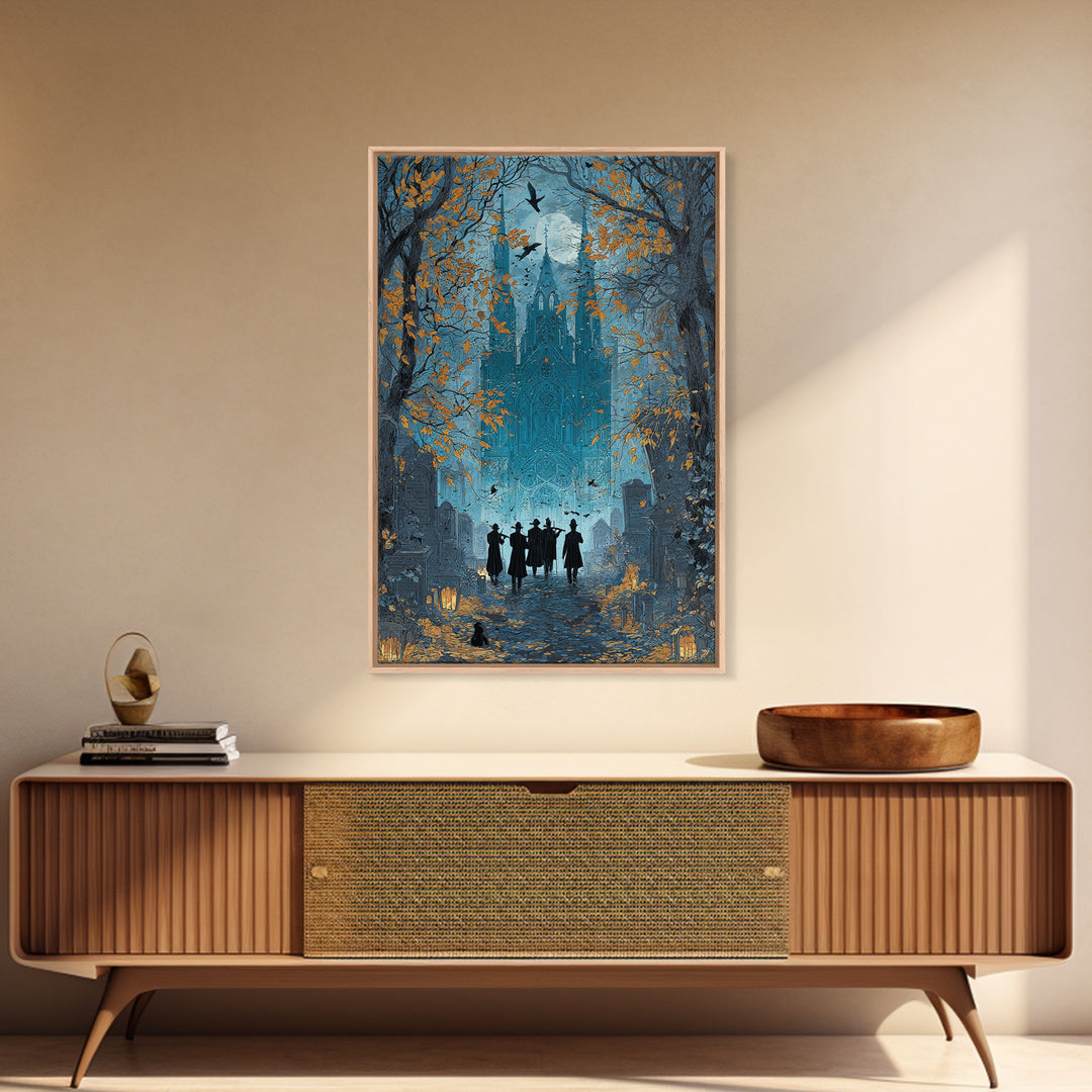 The Ghostly Violin Procession - Icon Portrait, Dark Fantasy Wall Art, Vertical Wall Art, Canvas Print, Halloween Home Decor, Gothic Wall Art